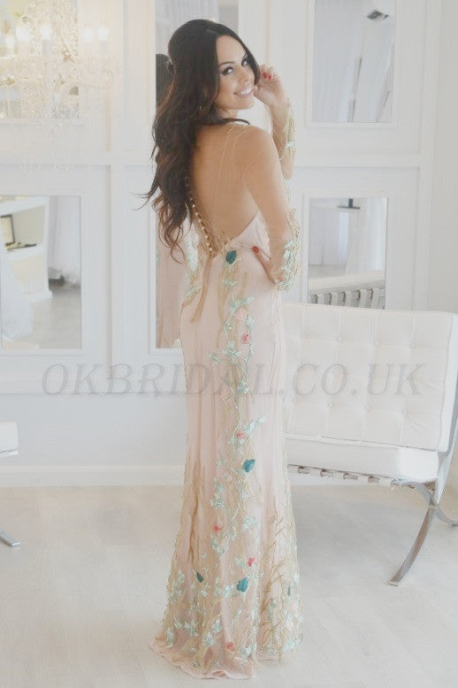 Long Sleeve Prom Dress, Tulle Prom Dress, Cheap Prom Dress, Applique Prom Dress, KX20