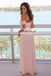 Off the Shoulder Pink Bridesmaid Dress, Cheap Chiffon Backless Bridesmaid Dress, KX262