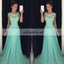 Round Neckline Applique Beaded Prom Dress, A-Line Chiffon Prom Dress, KX382
