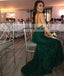 Green Charming Lace Beaded Backless Prom Dress, Mermaid V-Neck Prom Dress, KX471