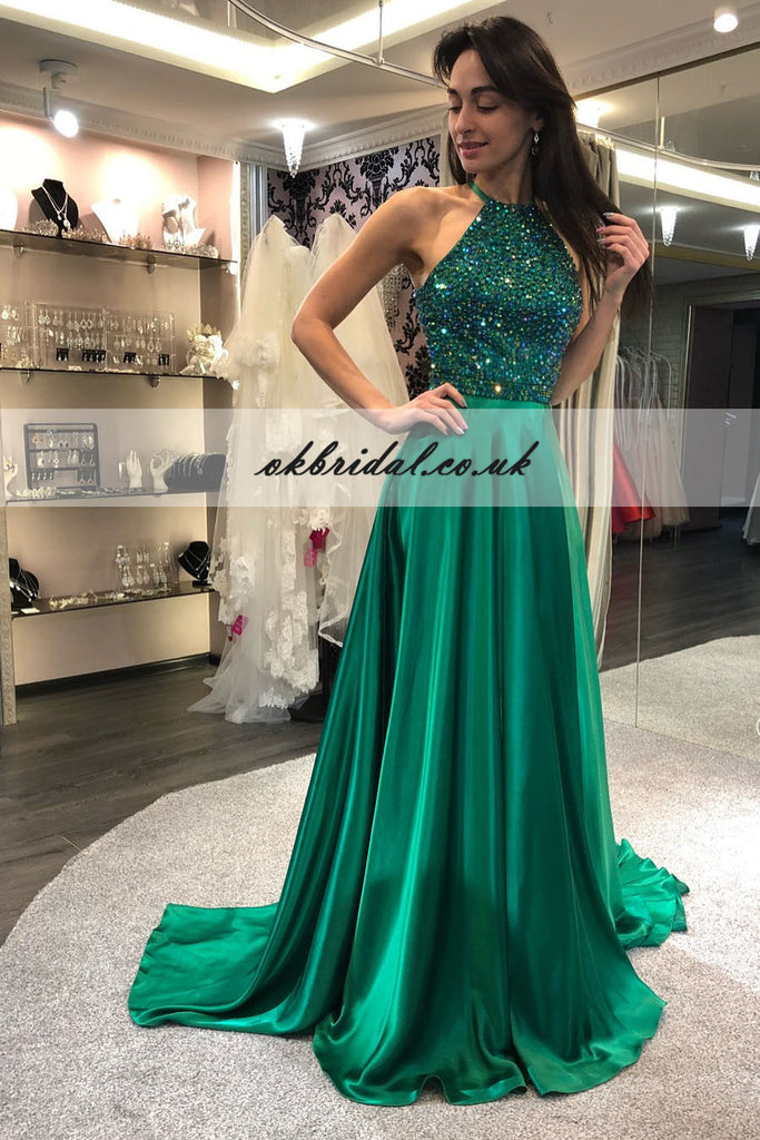 A-Line Beaded Prom Dress, Cheap Floor-Length Prom Dress, KX540