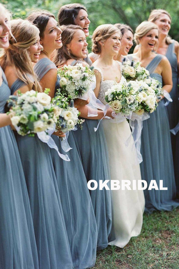 Cheap Tulle Convertible Bridesmaid Dress, Long Backless Bridesmaid Dress, KX813