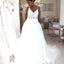 Spaghetti Straps Lace Top Organza Wedding Dresses, Tulle A-Line V-Neck Wedding Dresses, FC676