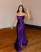 Charming Purple Mermaid Sparkle Sexy Slit Long Backless Prom Dresses, OB103