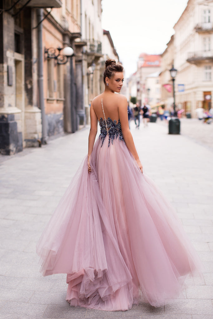 Sparkle Beaded Sleeveless Prom Dresses, Cheap Tulle A-Line Prom Dresses, KX838