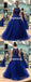 Charming Royal Biue A-Line Prom Dress, Luxury Beaded Sparkly Sleeveless Organza Prom Dress, KX1071