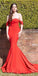 Red Off shoulder Mermaid Backless Sexy Jersey Sweetheart Prom Dresses, FC1370