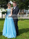 Tulle A-Line Sleeveless Prom Dress, Beaded V-Back Prom Dress, KX141