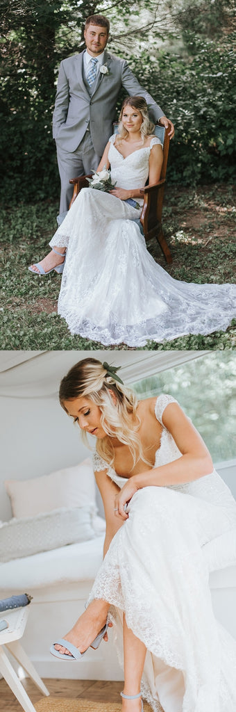 New Arrival Lace Mermaid Backless Bridal Dress, Cap Sleeve Beaded Wedding Dress, FC1622