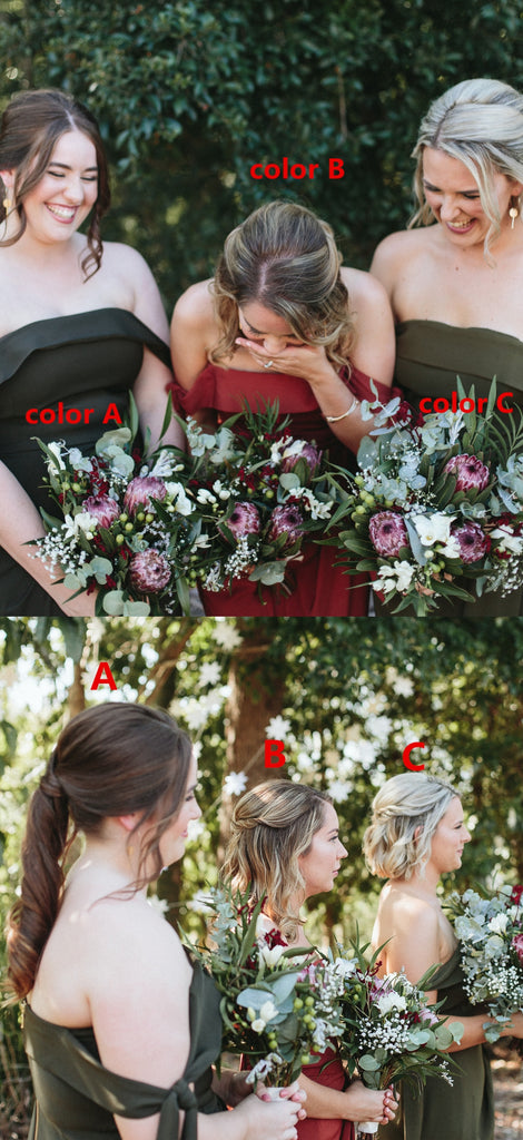 Elegant Off Shoulder Jersey Backless A-Line Charming Bridesmaid Dresses, FC1664