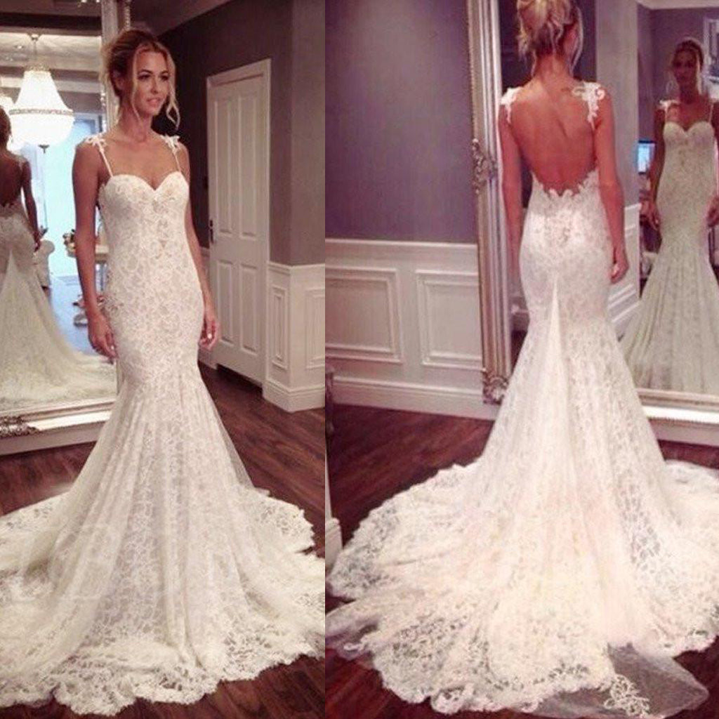 Sexy Backless Mermaid Lace Wedding Dresses,  2017 Long Custom Wedding Gowns, Affordable Bridal Dresses, 17109