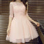 Pink lace A-line with half sleeve lovely elegant party gown homecoming prom dress,BD00174