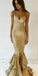 Gold Sequin Mermaid Sexy Slit Prom Dress, FC1750