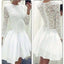 2017 Long Sleeve White lace tight special Rehearsal homecoming prom dresses, BD00175