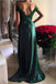 Off Shoulder Green Lace Evening Prom Dresses, 2017 Long Slit Prom Dress, Custom Long Prom Dresses, Cheap Formal Prom Dresses, 17064