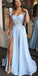 Cap Sleeve Backless A-Line Slit Applique Prom Dresses, FC1860