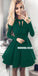 Forest Green A-line Jersey Long Sleeve Homecoming Dress, FC1866