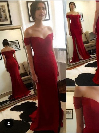 Off Shoulder Red Mermaid Evening Prom Dresses, Long Sweetheart Neckline Party Prom Dress, Custom Long Prom Dresses, Cheap Formal Prom Dresses, 17072