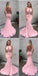 Pink Mermaid Sxey Backless Prom Dress, Applique Jersey Floor-Length Prom Dress, KX208