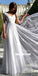 White Sparkly A-line Long Sleeve Open-Back V-neck Prom Dresses, FC2426