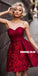 A-line Sweetheart Lace Backless Burgundy Homecoming Dress, FC2569