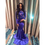 Royal Blue Long Sleeves See Through Sexy Mermaid Applique Long Evening Prom Dresses, WG260