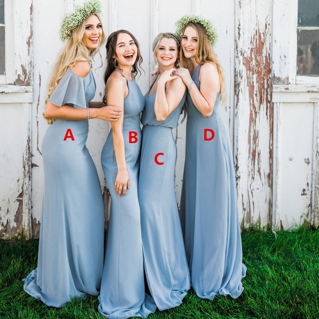 Mismatched A-line Chiffon Different Styles Inexpensive Bridesmaid Dress, FC2710