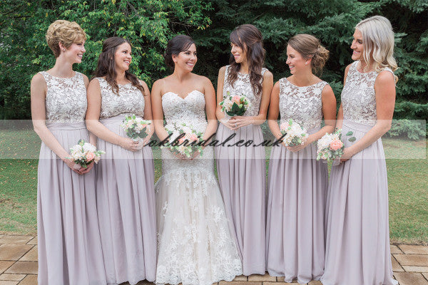 Lace Top Sleeveless Bridesmaid Dress, Cheap Chiffon Backless Bridesmaid Dress, KX282