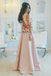 V-Neck Prom Dress, Satin Prom Dress, A-Line Prom Dress, Sleeveless Prom Dress, Open-Back Prom Dress, KX28