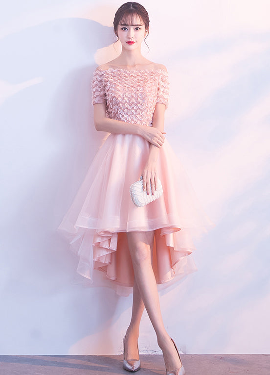 New Arrival High-Low Applique Homecoming Dresses, A-Line Organza Cheap Homecoming Dresses, KX294