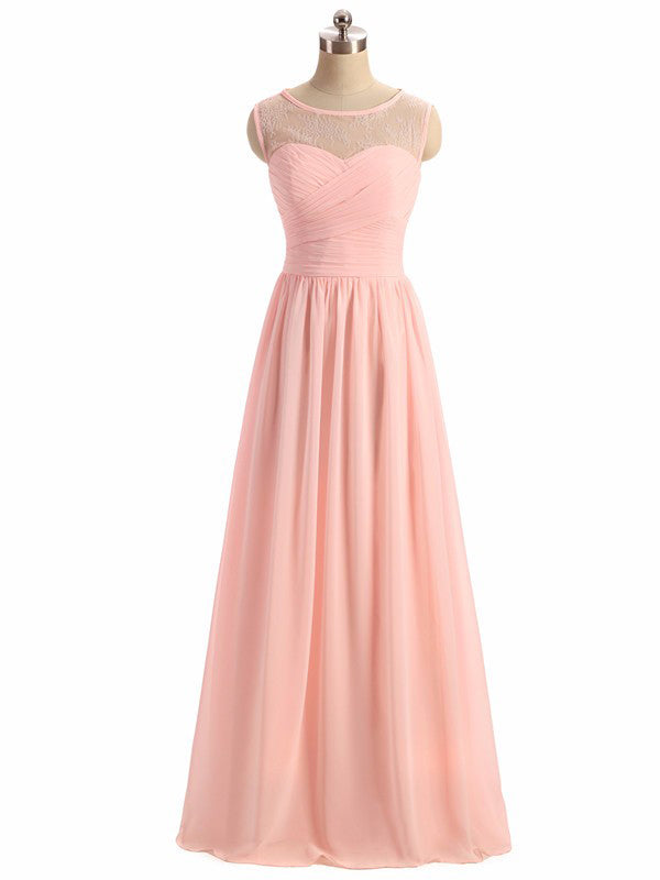 Sleeveless Bridesmaid Dress, A-Line Chiffon Dress for Wedding, Tulle Bridesmaid Dress, LB0362