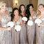 Sequin V Neck Sexy Shinning Cheap Long Wedding Bridesmaid Dresses, WG364