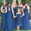 Mismatched Chiffon Sequin Roayl Blue Lace Long Wedding Bridesmaid Dresses, WG365