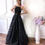 Elegant Black A-line Lace Backless Jersey Sleeveless Long Prom Dress, FC3776