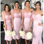 Pink Mermaid One Shoulder Sweetheart Tulle Bridesmaid Dress, FC3895