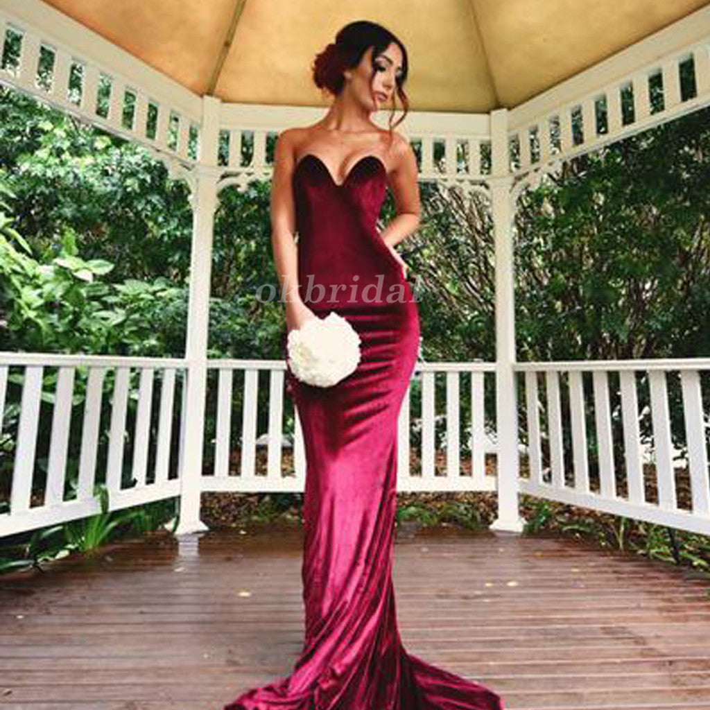 Sweet Heart Prom Dress, Velvet Prom Dress, Mermaid Prom Dress, Sexy Prom Dress, Backless Prom Dress, Floor-Length Party Dresses, KX39