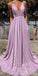 Spaghetti Straps A-line Sparkly Deep V-neck Prom Dress, FC4019