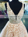 Charming Applique Prom Dress, A-Line V-Back Beaded Prom Dress, KX401