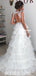 A-line Tulle V-neck Sexy Open-Back Floor-Length Simple Wedding Dresses, FC4069