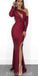 Newest Different Colors Mermaid One Shoulder Long Sleeves Slit Prom Dress, FC4139