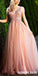 Charming A-Line Tulle Sleeveless V-Neck Beaded Prom Dress, FC433