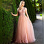 Charming A-Line Tulle Sleeveless V-Neck Beaded Prom Dress, FC433