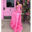 Gorgeous Spaghetti Straps Satin A-line Backless Applique Prom Dresses, FC4341