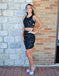 Black Sequin Mermaid Sparkle Sleeveless Cheap Homecoming Dress, FC438