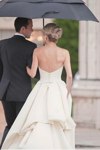 Satin Wedding Dress, A-Line Sweet Heart Wedding Dress, Backless Wedding Dress, LB0440