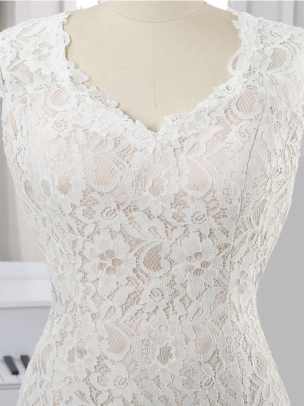 Long Wedding Dress, Lace Wedding Dress, Mermaid Bridal Dress, Open-Back Wedding Dress, Sleeveless Wedding Dress, Simple Wedding Dress, Sexy Wedding Dress, LB0450