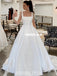 Elegant A-line Satin Simple Floor-length Wedding Dresses, FC4659