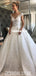 Gorgeous A-line Cap Sleeve Backless Beaded Long Wedding Dresses, FC4912