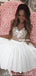 Spaghetti Straps Organza A-line Lace Appliques Homecoming Dress, FC5012