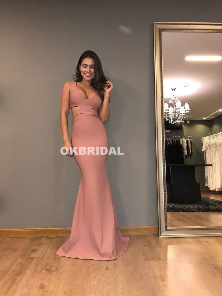 Charming Mermaid Sleeveless Prom Dresses, Unique Floor-Length Prom Dresses, KX503